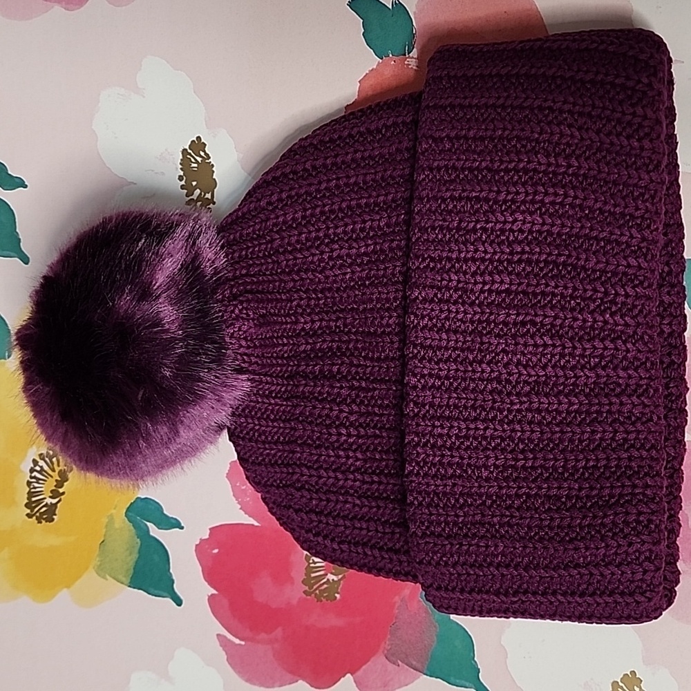 Love Your Melon Mulberry Beanie With Pom Pom - Picture 2 of 3